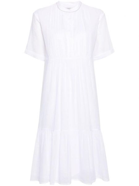 Sukienka midi z koralikami bawełniana Peserico biała