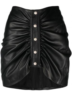 Černé kožená sukně s knoflíky Manokhi