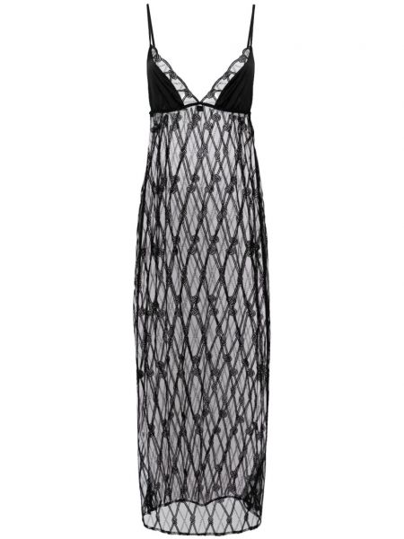 Φόρεμα με τιράντες από διχτυωτό Kiki De Montparnasse μαύρο
