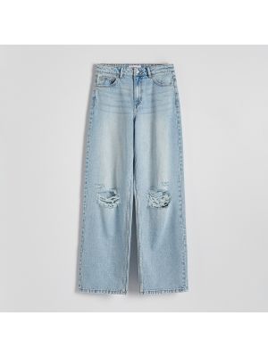 Voľné roztrhané džínsy Reserved modrá