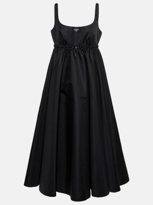 Nylonowa sukienka midi Prada czarna