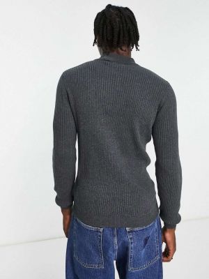 Хлопковый длинный свитер с высоким воротником Brave Soul серый