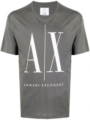 Trykt bomull t-skjorte Armani Exchange grå