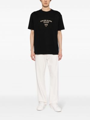 T-shirt en coton avec applique Calvin Klein noir