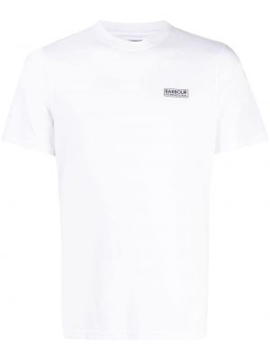 Памучна тениска с принт Barbour бяло
