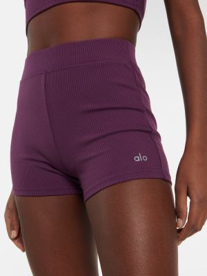 Pantaloni scurți de sport cu talie înaltă Alo Yoga violet