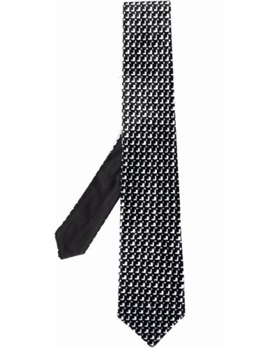 Corbata de seda con estampado con estampado geométrico Giorgio Armani negro