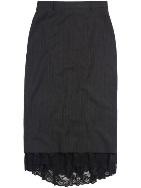 Prugasta vunena suknja Balenciaga siva