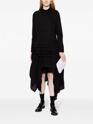 Asymmetrisches midikleid mit rüschen Yohji Yamamoto schwarz