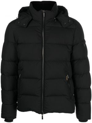 Péřová bunda na zip s kapucí Moorer černá
