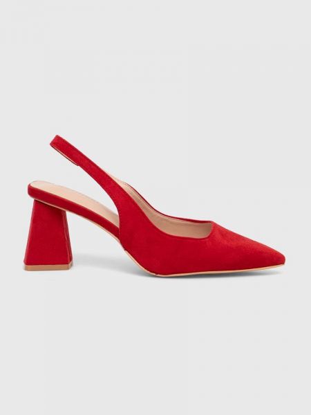 Ниски обувки с ток с отворена пета Answear Lab червено