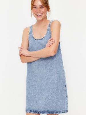 Oversized mini šaty Trendyol modrá