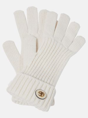Кашмирени вълнени ръкавици Gucci бяло