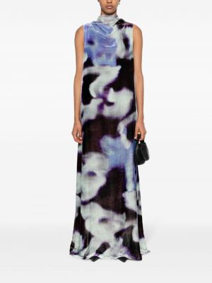 Aksamitna sukienka długa z nadrukiem w abstrakcyjne wzory Christian Wijnants