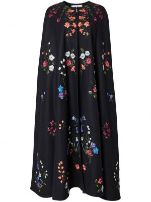 Oversize палто на цветя с принт Carolina Herrera черно