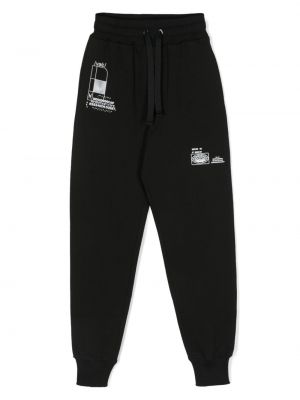 Bavlnené teplákové nohavice s potlačou Dolce & Gabbana Dgvib3 čierna