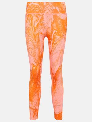 Спортни панталони с висока талия с принт Adidas By Stella Mccartney оранжево
