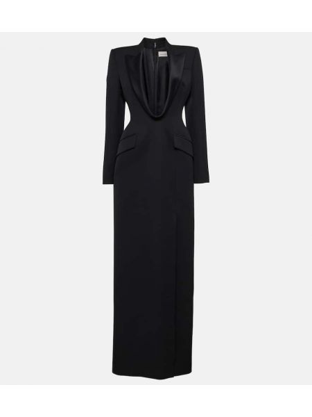 Sukienka długa wełniana Alexander Mcqueen czarna