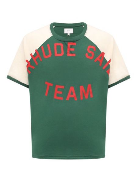 Хлопковая футболка Rhude зеленая