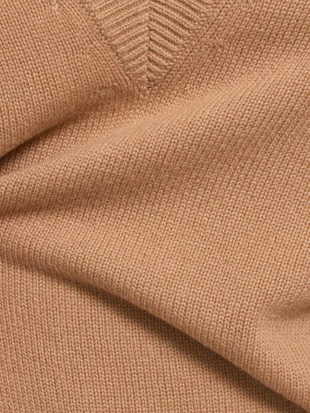Džemper od kašmira s v-izrezom Michael Kors Collection bež