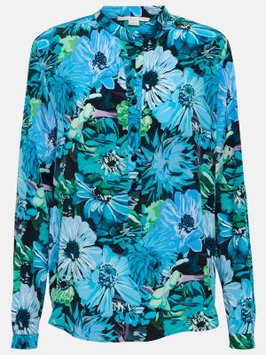 Svilena bluza s cvetličnim vzorcem Stella Mccartney modra
