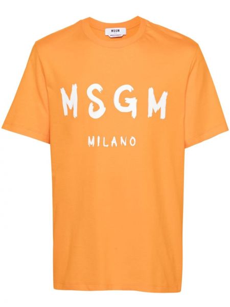 Kokvilnas t-krekls ar apdruku Msgm oranžs
