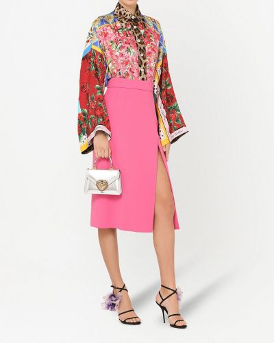 Falda midi de cintura alta Dolce & Gabbana rosa