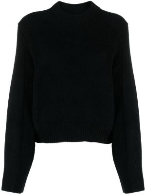 Вълнен пуловер с кръгло деколте Loulou Studio черно