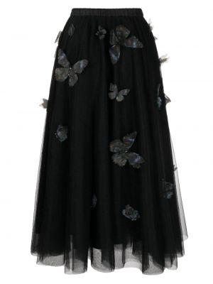 Midi sijonas iš tiulio Cynthia Rowley juoda