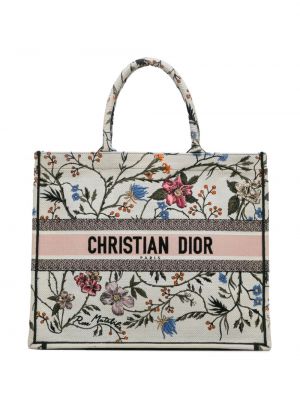 Shopper kabelka s výšivkou Christian Dior bílá