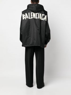 Windjacke mit kapuze mit print Balenciaga schwarz