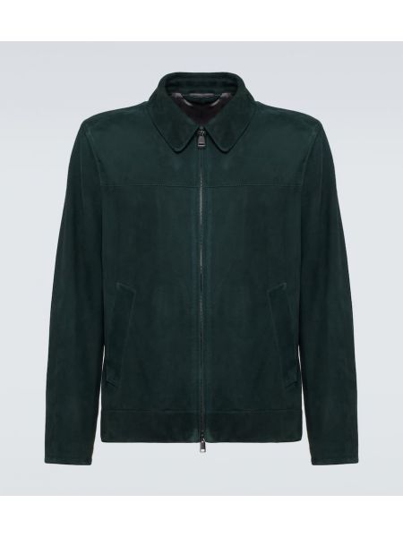 Chaqueta de cuero de ante Brioni verde