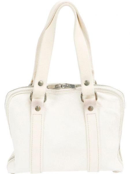 Τσάντα shopper με φερμουάρ Guidi λευκό