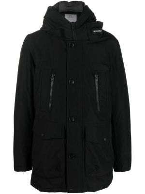 Παλτό με κουκούλα Woolrich μαύρο