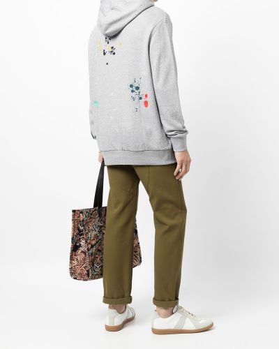 Bluza z kapturem bawełniana z nadrukiem w abstrakcyjne wzory Paul Smith szara