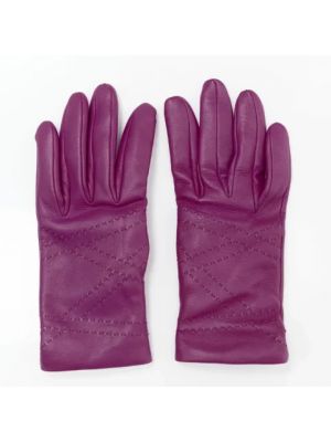 Rękawiczki skórzane retro Hermès Vintage fioletowe