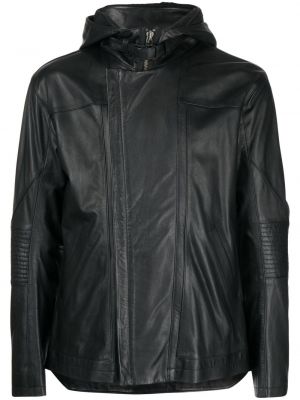 Usnjena jakna s potiskom Helmut Lang črna