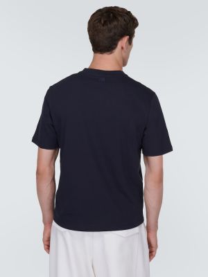 T-shirt di cotone in jersey Ami Paris blu