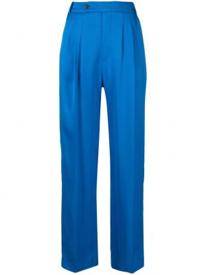Плисирани прав панталон Frenken синьо