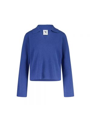 Sweter z dekoltem w serek Van Kukil niebieski