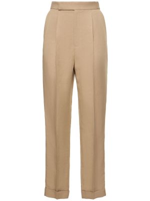Pantalones rectos de lino Ralph Lauren Collection beige