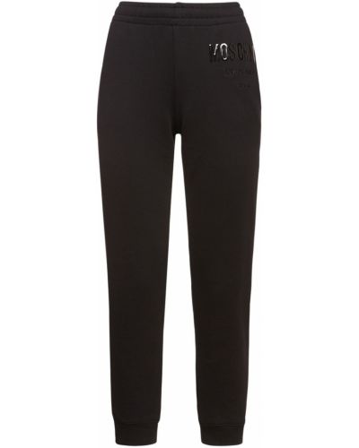 Памучни спортни панталони от джърси Moschino черно