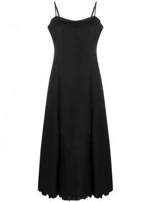 Плисирана памучна вълнена миди рокля Paloma Wool черно