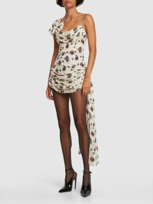 Svilena mini haljina s mašnom s printom Alessandra Rich