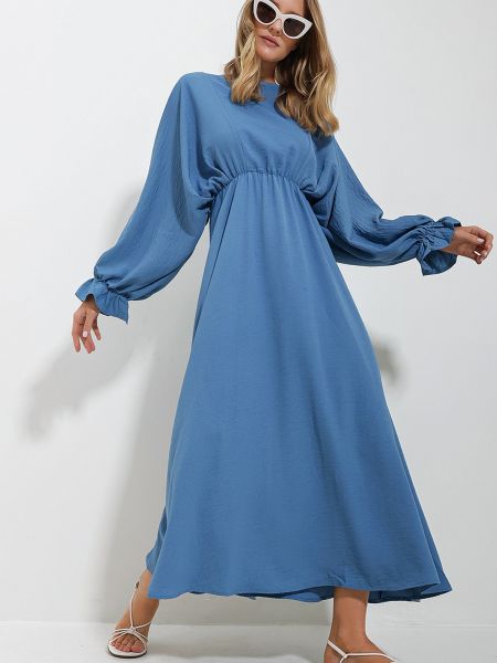 Μάξι φόρεμα με φουσκωτα μανικια Trend Alaçatı Stili