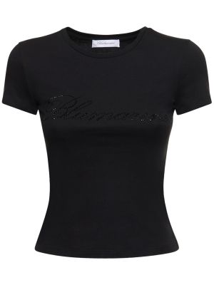 Camiseta de algodón de tela jersey Blumarine negro