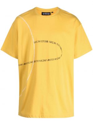 Памучна тениска с принт Mostly Heard Rarely Seen жълто