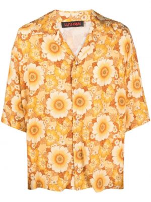 Kvetinová košeľa s potlačou Lựu đạn žltá