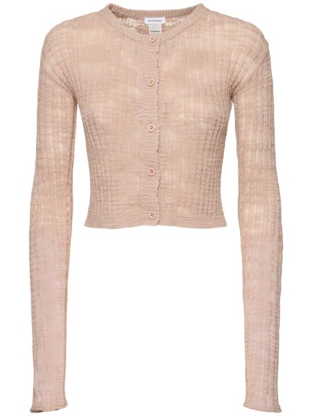 Cardigan i linne Acne Studios rosa