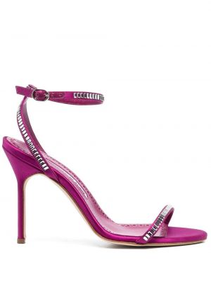 Saténové sandále Manolo Blahnik ružová